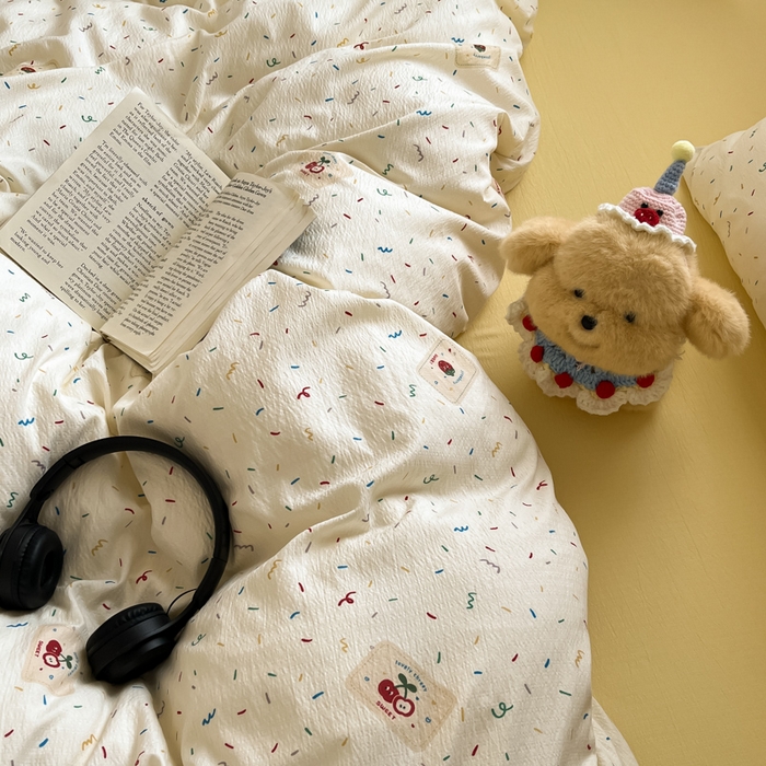 91家纺网 家纺一手货源 找家纺 玉海棠家纺 2025新款双层皱皱纱四件套 芝士奶酪