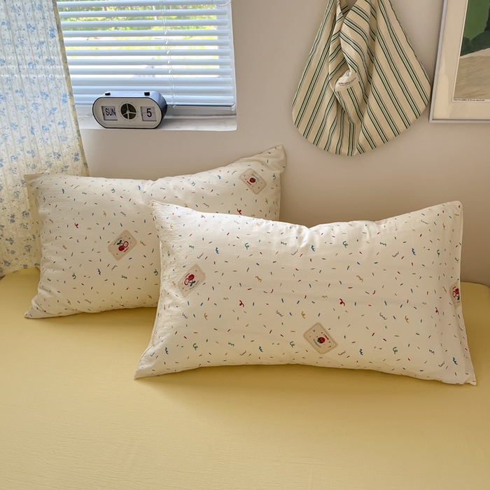 91家纺网 家纺一手货源 找家纺 玉海棠家纺 2025新款双层皱皱纱四件套 芝士奶酪