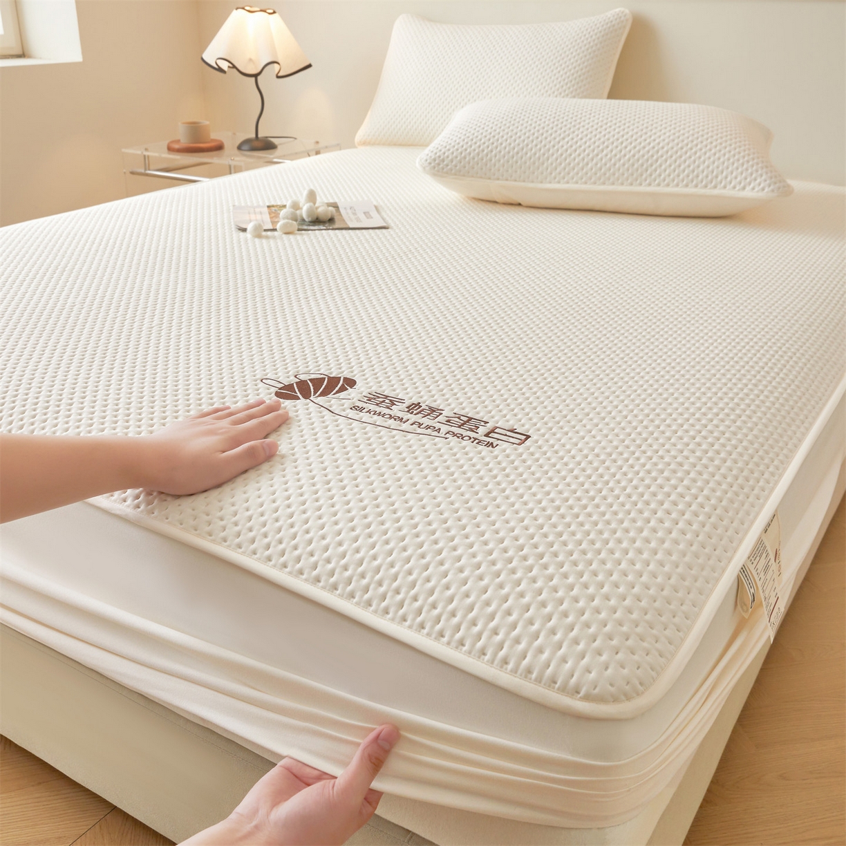 91家纺网 家纺一手货源 找家纺 （总）居眠 2026新款蚕蛹蛋白夹层床笠贝尔夹棉床笠