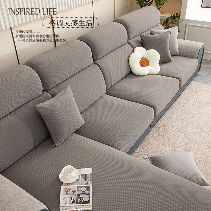 91家纺网 家纺一手货源 找家纺 沐沐家纺 2026新款苏茉小方格防水沙发笠 苏茉防水-星空灰