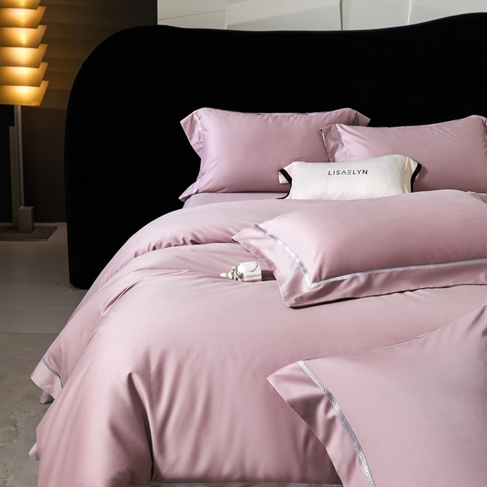 91家纺网 家纺一手货源 找家纺 榻尚家居 2025秋冬新品100支绫罗锻超细旦天丝棉磨毛四件套 绫罗缎 豆沙紫