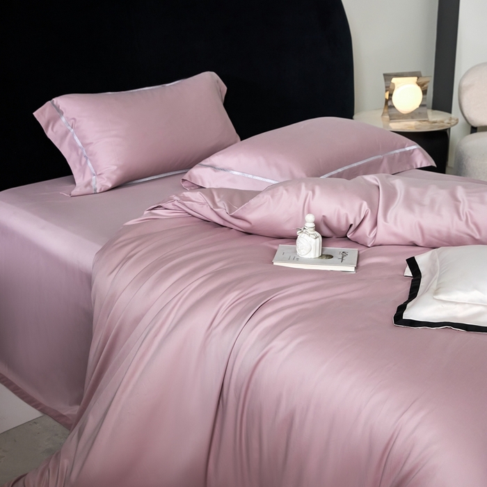 91家纺网 家纺一手货源 找家纺 榻尚家居 2025秋冬新品100支绫罗锻超细旦天丝棉磨毛四件套 绫罗缎 豆沙紫