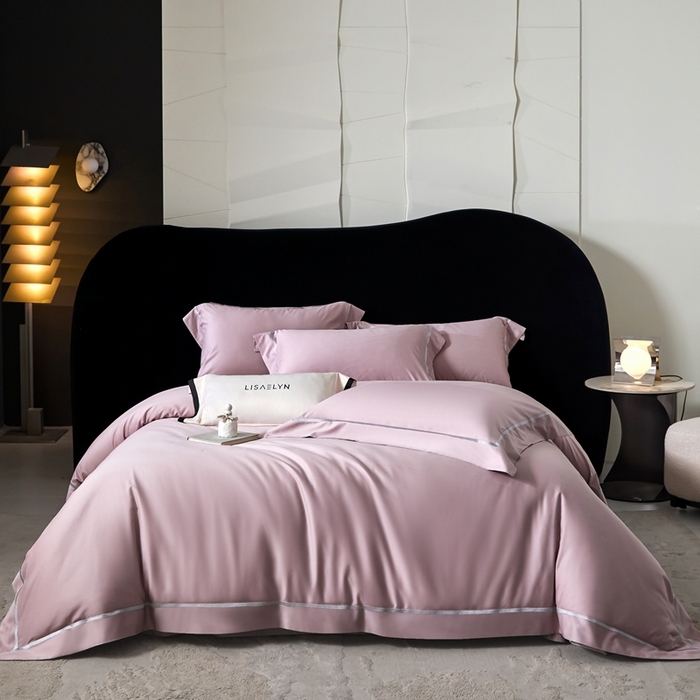 91家纺网 家纺一手货源 找家纺 榻尚家居 2025秋冬新品100支绫罗锻超细旦天丝棉磨毛四件套 绫罗缎 豆沙紫