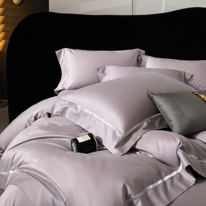 91家纺网 家纺一手货源 找家纺 榻尚家居 2025秋冬新品100支绫罗锻超细旦天丝棉磨毛四件套 绫罗缎 灰