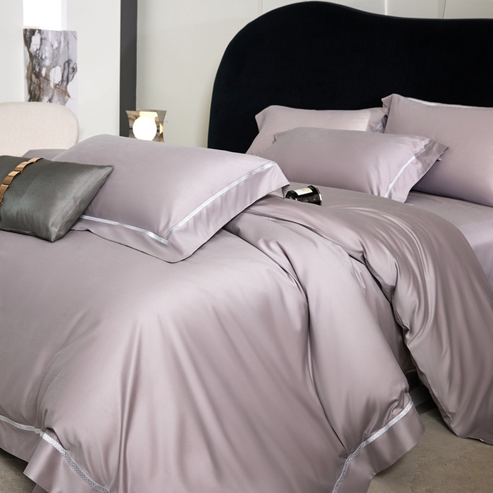 91家纺网 家纺一手货源 找家纺 榻尚家居 2025秋冬新品100支绫罗锻超细旦天丝棉磨毛四件套 绫罗缎 灰