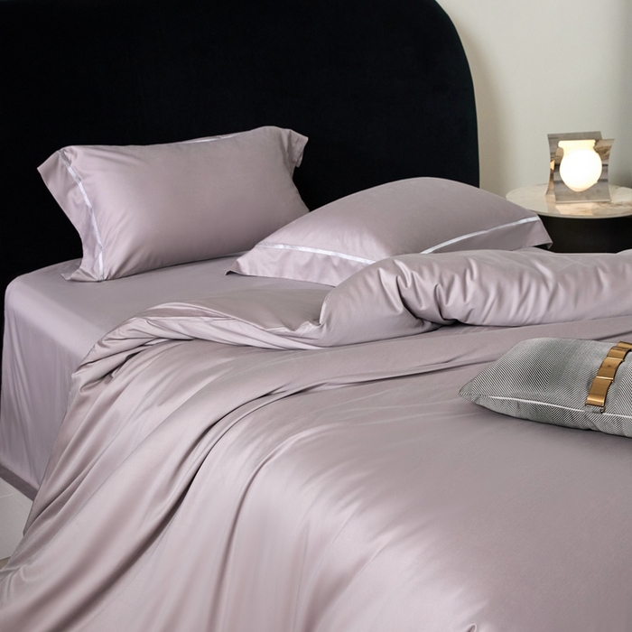 91家纺网 家纺一手货源 找家纺 榻尚家居 2025秋冬新品100支绫罗锻超细旦天丝棉磨毛四件套 绫罗缎 灰