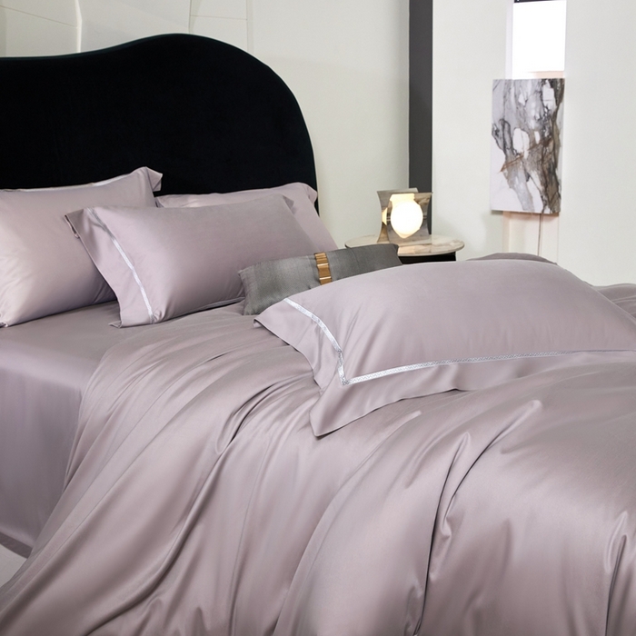 91家纺网 家纺一手货源 找家纺 榻尚家居 2025秋冬新品100支绫罗锻超细旦天丝棉磨毛四件套 绫罗缎 灰