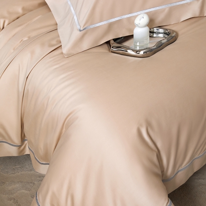 91家纺网 家纺一手货源 找家纺 榻尚家居 2025秋冬新品100支绫罗锻超细旦天丝棉磨毛四件套 绫罗缎 香槟