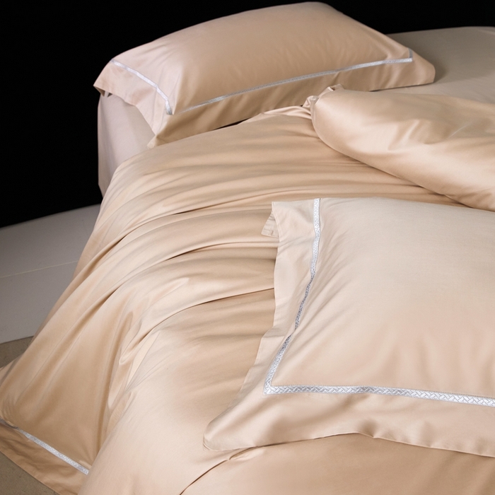 91家纺网 家纺一手货源 找家纺 榻尚家居 2025秋冬新品100支绫罗锻超细旦天丝棉磨毛四件套 绫罗缎 香槟