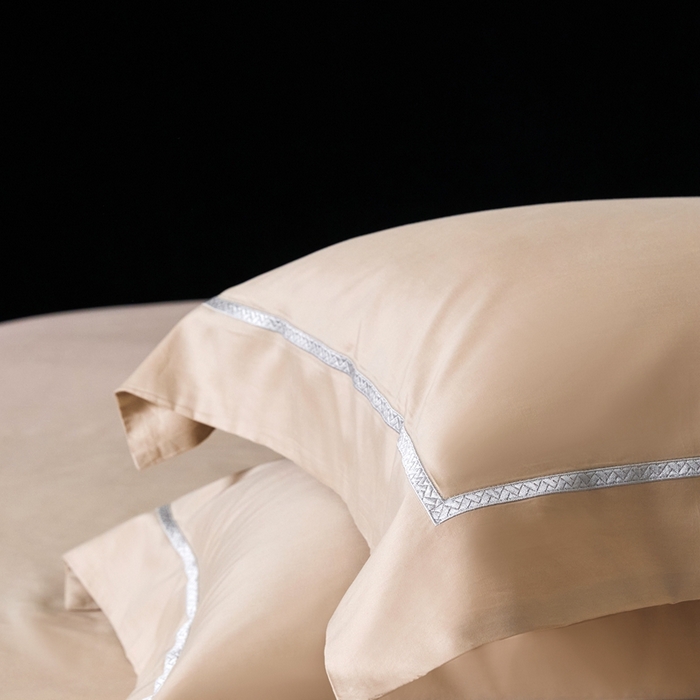 91家纺网 家纺一手货源 找家纺 榻尚家居 2025秋冬新品100支绫罗锻超细旦天丝棉磨毛四件套 绫罗缎 香槟