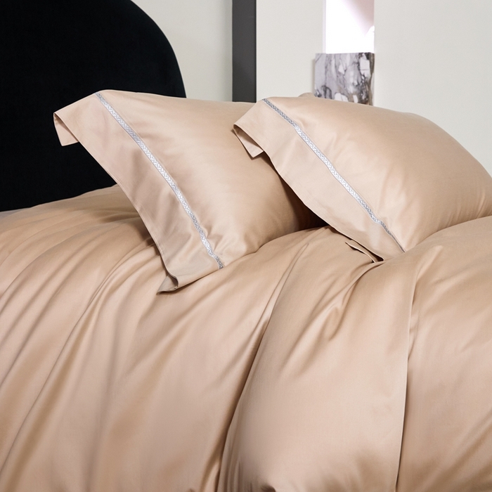 91家纺网 家纺一手货源 找家纺 榻尚家居 2025秋冬新品100支绫罗锻超细旦天丝棉磨毛四件套 绫罗缎 香槟