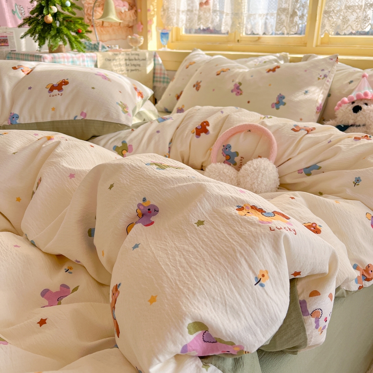 91家纺网 家纺一手货源 找家纺 （总）玉海棠家纺 2025新款双层皱皱纱四件套