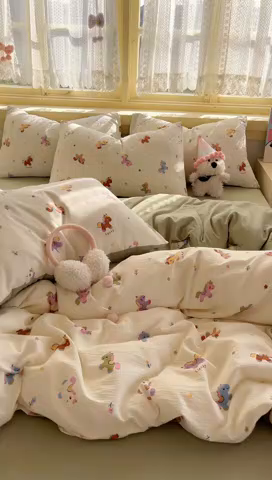 91家纺网 家纺一手货源 找家纺 （总）玉海棠家纺 2025新款双层皱皱纱四件套