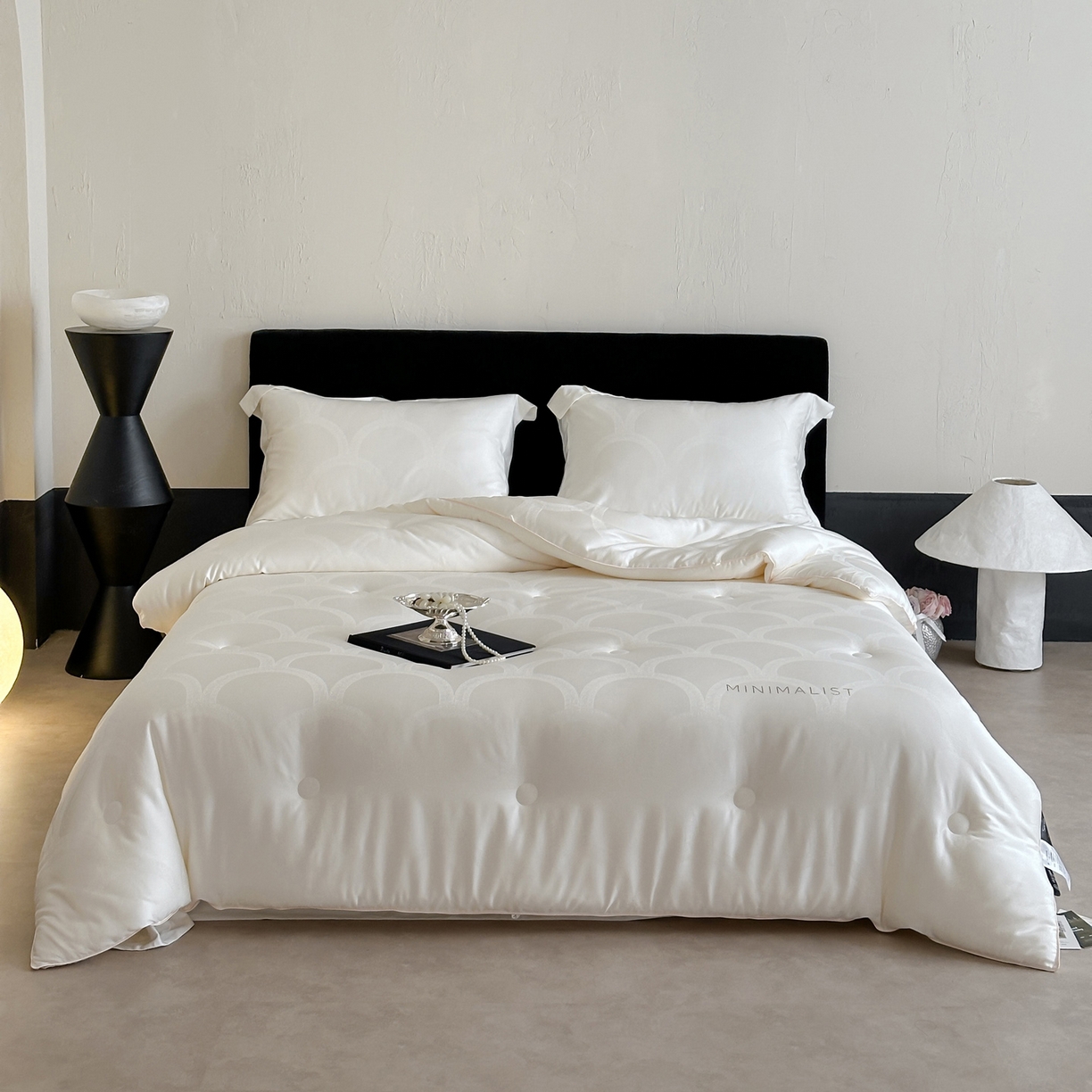 佳汐蓝家纺 2026新款天丝棉大提花系列雅奢蚕丝蛋白被 被子被芯 绢纱白