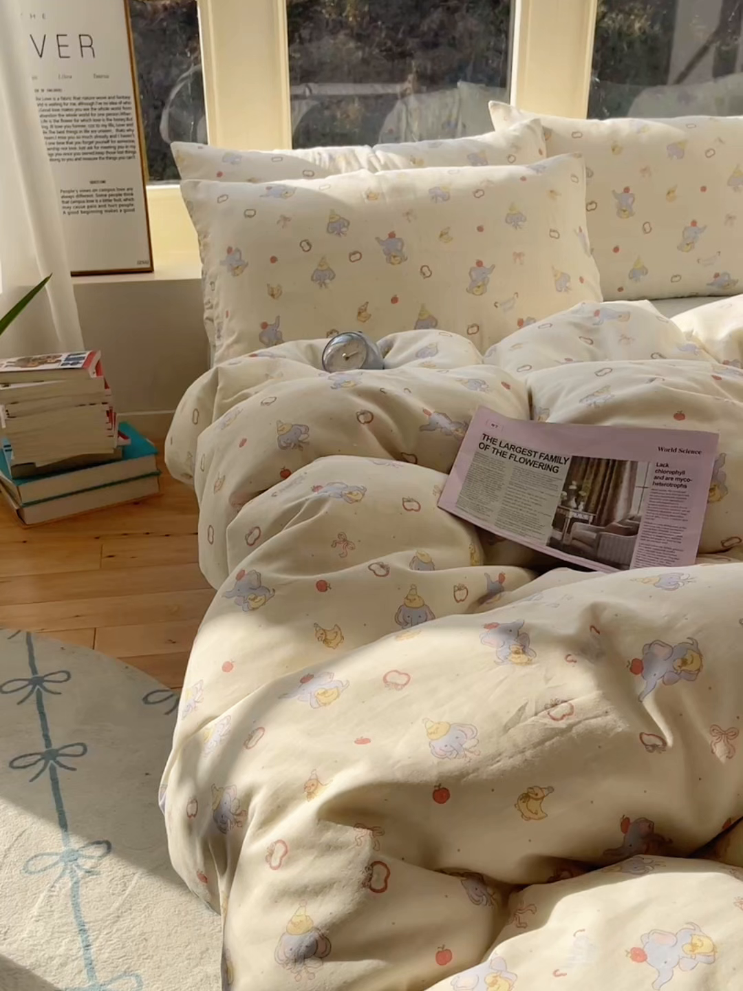 91家纺网 家纺一手货源 找家纺 六巷胡同 2026春夏新款INS卡通A类全棉纯棉双层纱四件套 双层纱-可爱小象鸭
