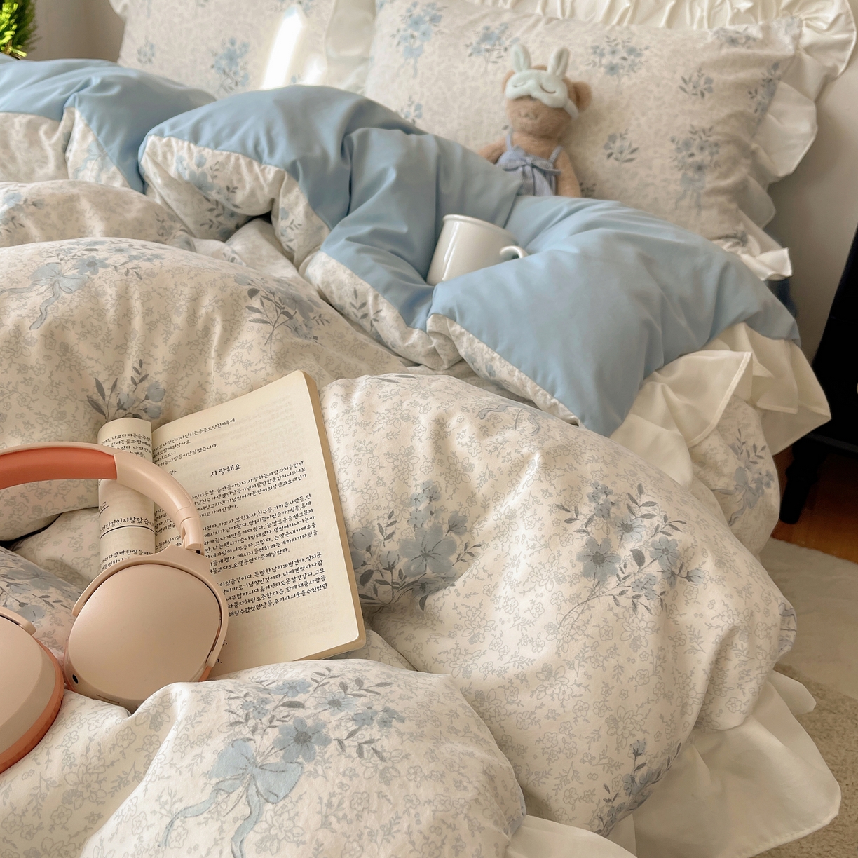 91家纺网 家纺一手货源 找家纺 耀悦家纺 2026新款古法仿棉四件套水洗棉法式工艺花边套件被套床单吊边圆角荷叶边床单 手捧花香