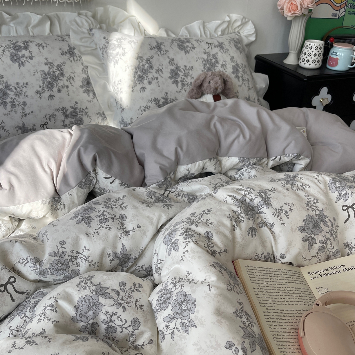 91家纺网 家纺一手货源 找家纺 耀悦家纺 2026新款古法仿棉四件套水洗棉法式工艺花边套件被套床单吊边圆角荷叶边床单 无关风月