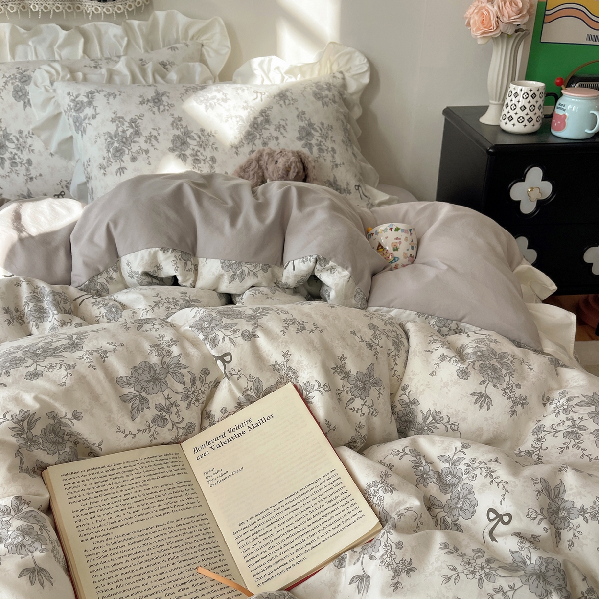 91家纺网 家纺一手货源 找家纺 耀悦家纺 2026新款古法仿棉四件套水洗棉法式工艺花边套件被套床单吊边圆角荷叶边床单 无关风月