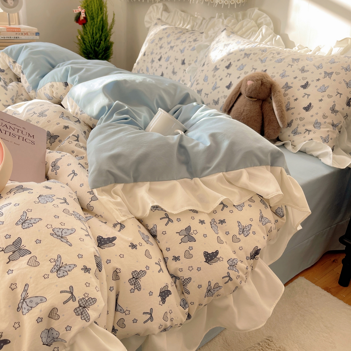 91家纺网 家纺一手货源 找家纺 （总）耀悦家纺 2026新款古法仿棉四件套水洗棉法式工艺花边套件被套床单吊边圆角荷叶边床单