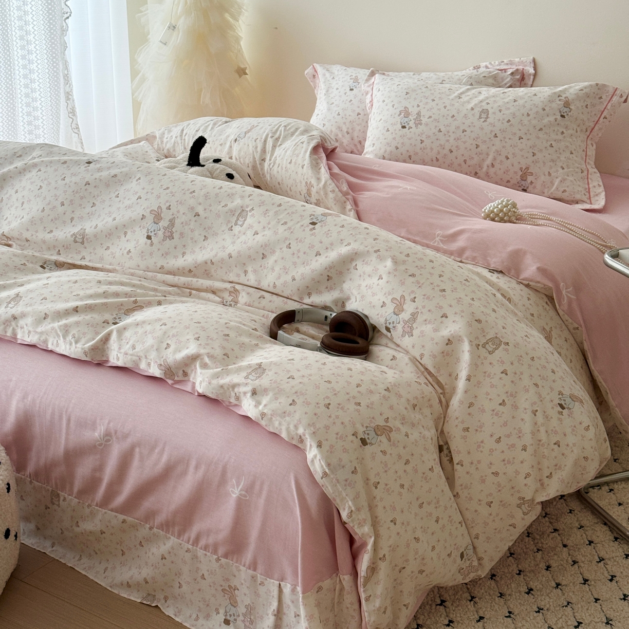 91家纺网 家纺一手货源 找家纺 于果 2026款全棉纯棉13370四件套-第一批 春日兔影