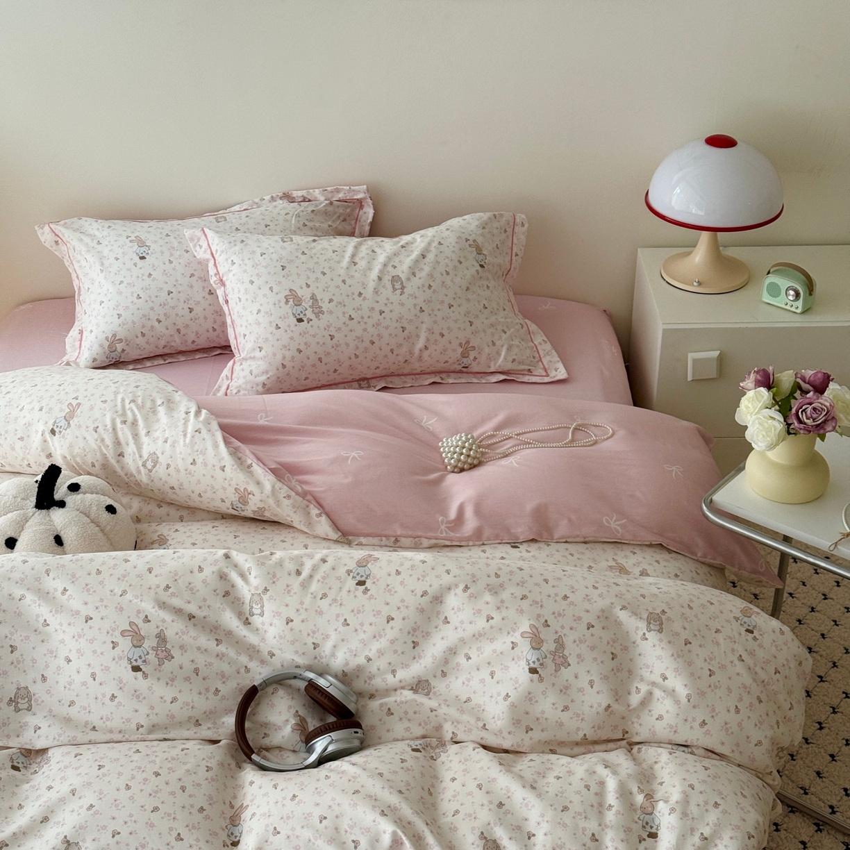 91家纺网 家纺一手货源 找家纺 于果 2026款全棉纯棉13370四件套-第一批 春日兔影