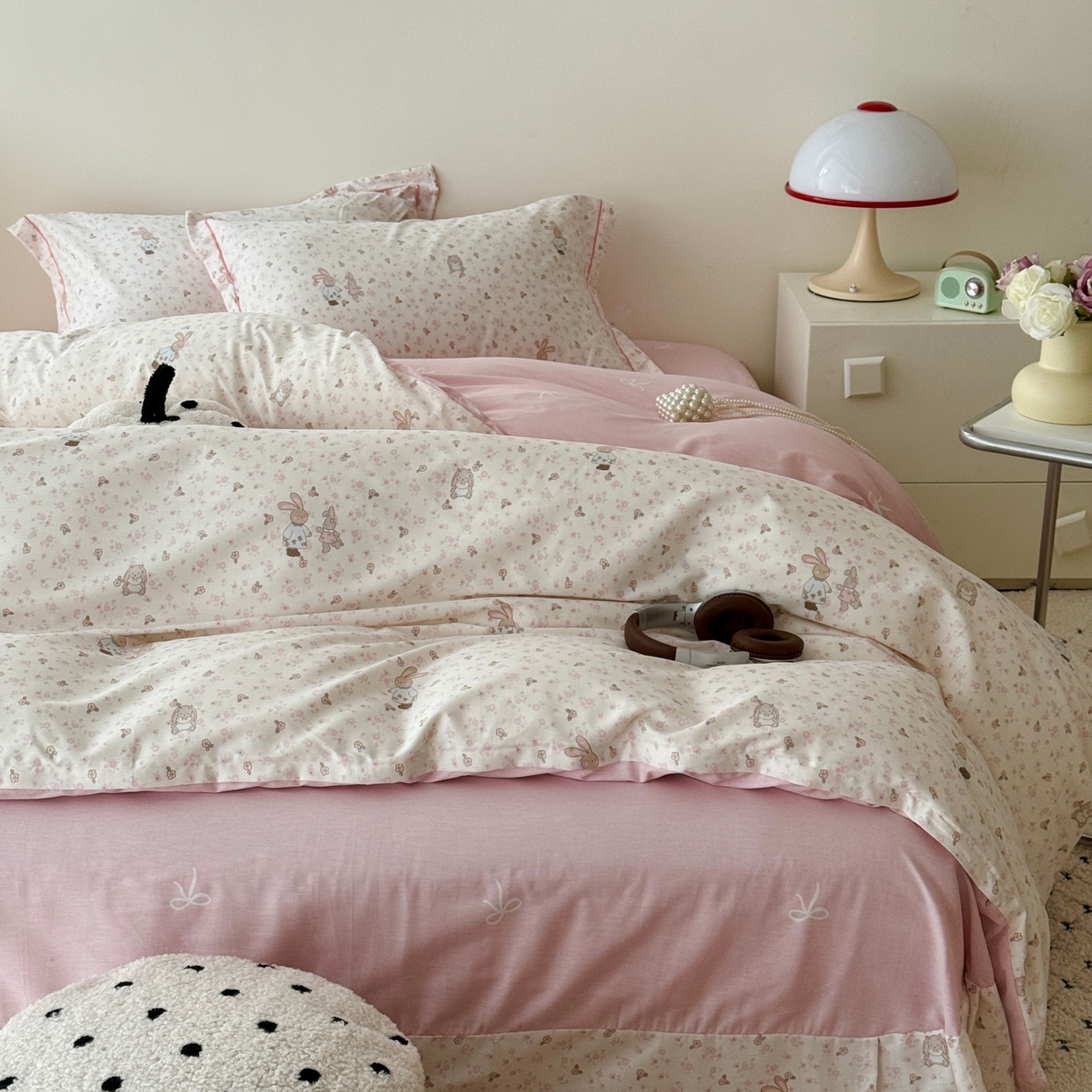 91家纺网 家纺一手货源 找家纺 于果 2026款全棉纯棉13370四件套-第一批 春日兔影