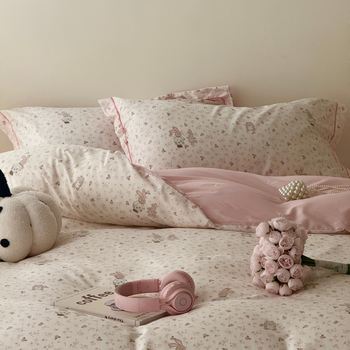 91家纺网 家纺一手货源 找家纺 于果 2026款全棉纯棉13370四件套-第一批 春日兔影