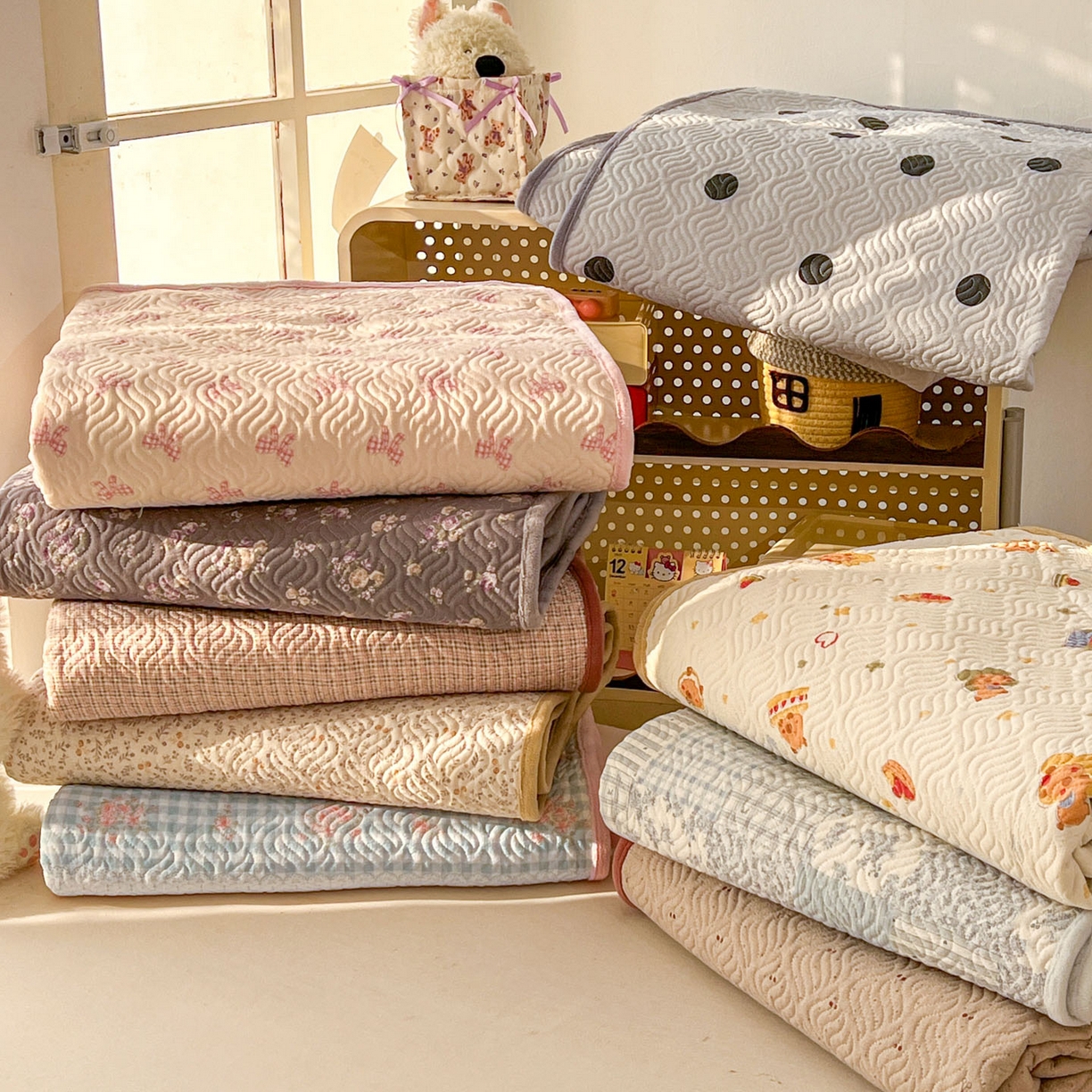 91家纺网 家纺一手货源 找家纺 2025新款针织棉双层纱四件套 多米