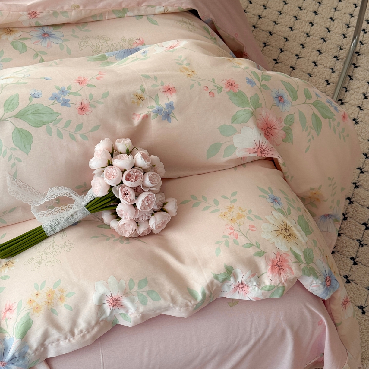 91家纺网 家纺一手货源 找家纺 于果 2026款全棉纯棉13370四件套-第一批 国色嫣然