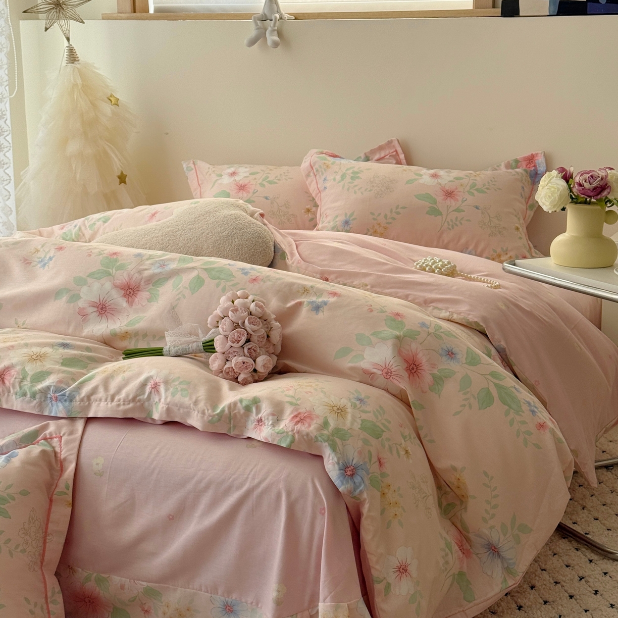 91家纺网 家纺一手货源 找家纺 于果 2026款全棉纯棉13370四件套-第一批 国色嫣然