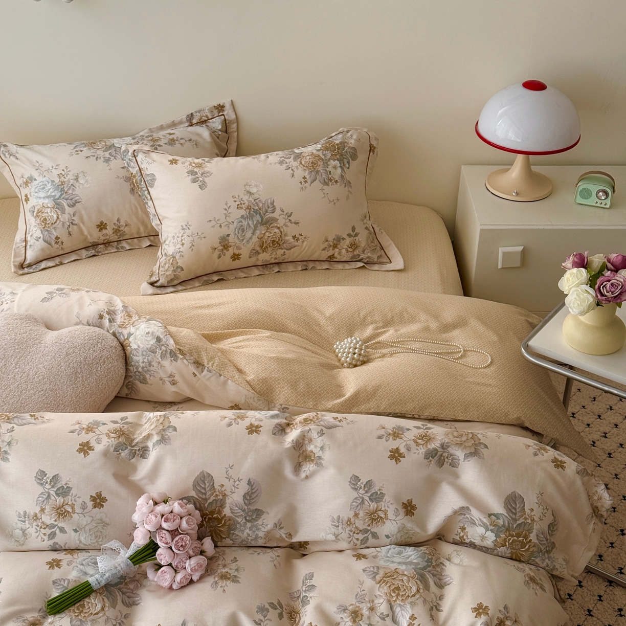 91家纺网 家纺一手货源 找家纺 于果 2026款全棉纯棉13370四件套-第一批 花影呢喃咖