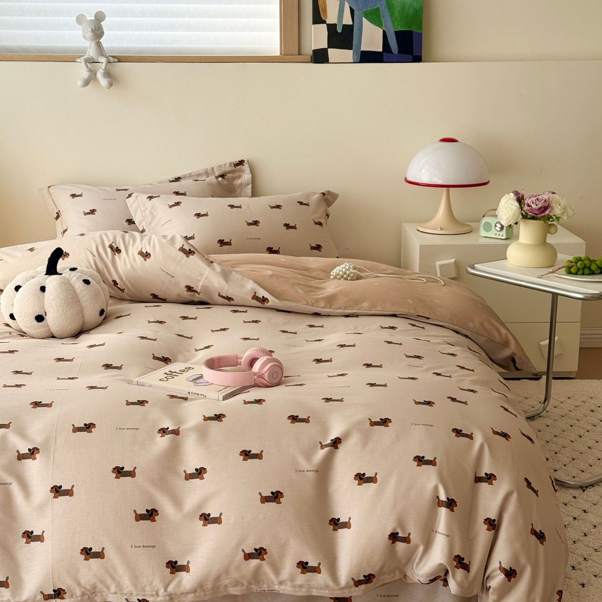 91家纺网 家纺一手货源 找家纺 于果 2026款全棉纯棉13370四件套-第一批 柯基漫游记