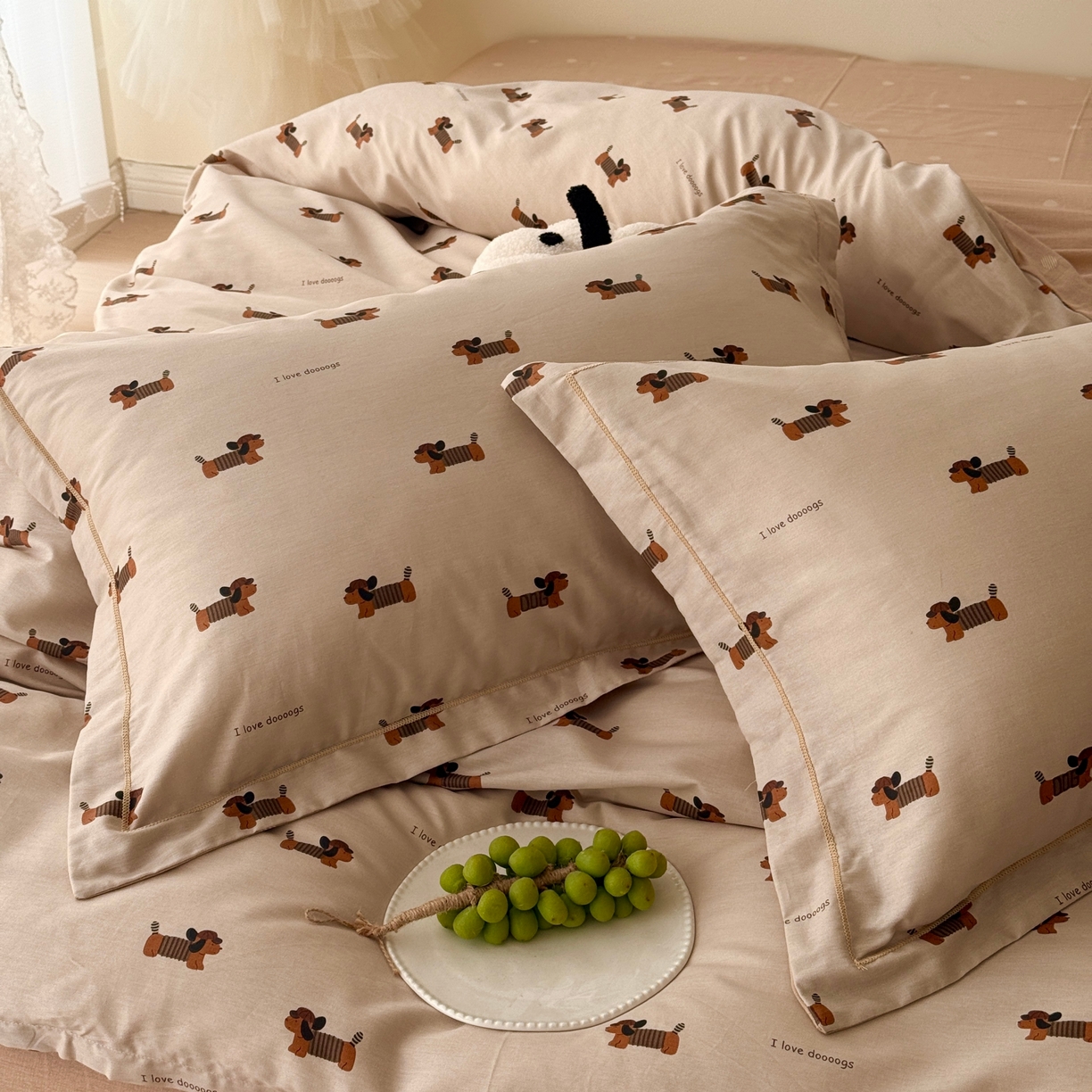 91家纺网 家纺一手货源 找家纺 于果 2026款全棉纯棉13370四件套-第一批 柯基漫游记