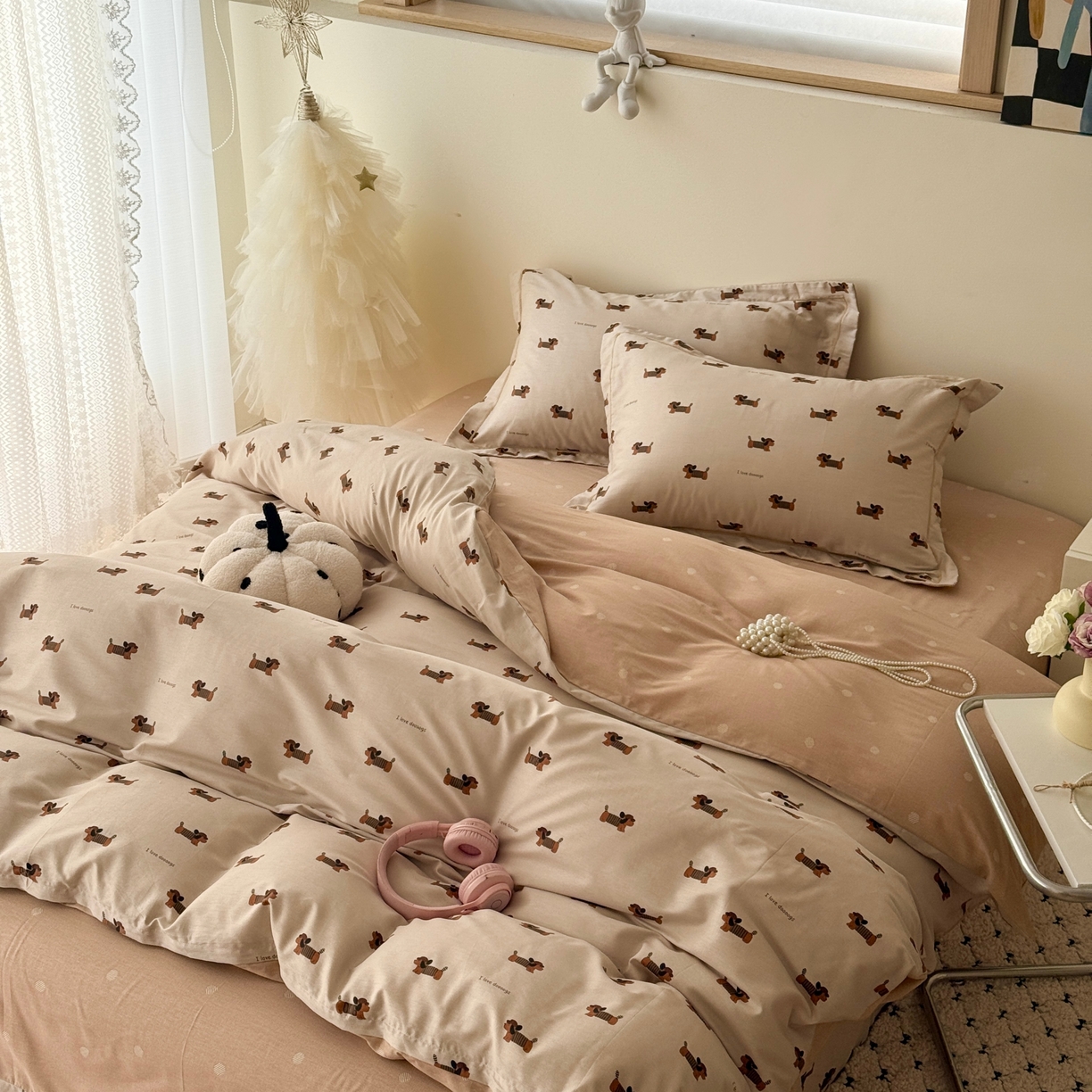 91家纺网 家纺一手货源 找家纺 于果 2026款全棉纯棉13370四件套-第一批 柯基漫游记