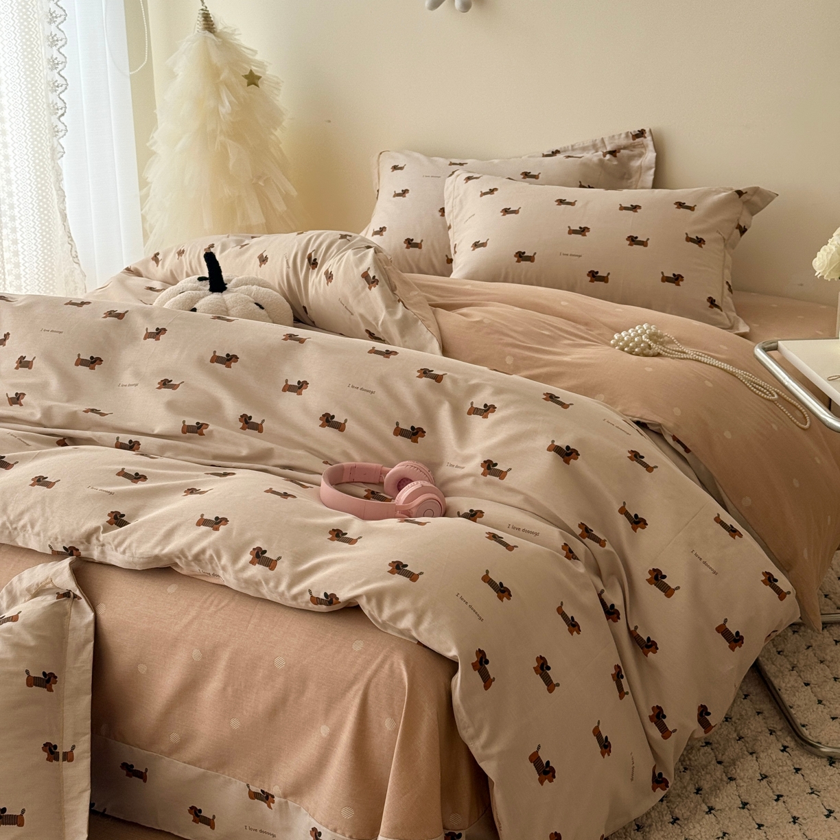 91家纺网 家纺一手货源 找家纺 于果 2026款全棉纯棉13370四件套-第一批 柯基漫游记