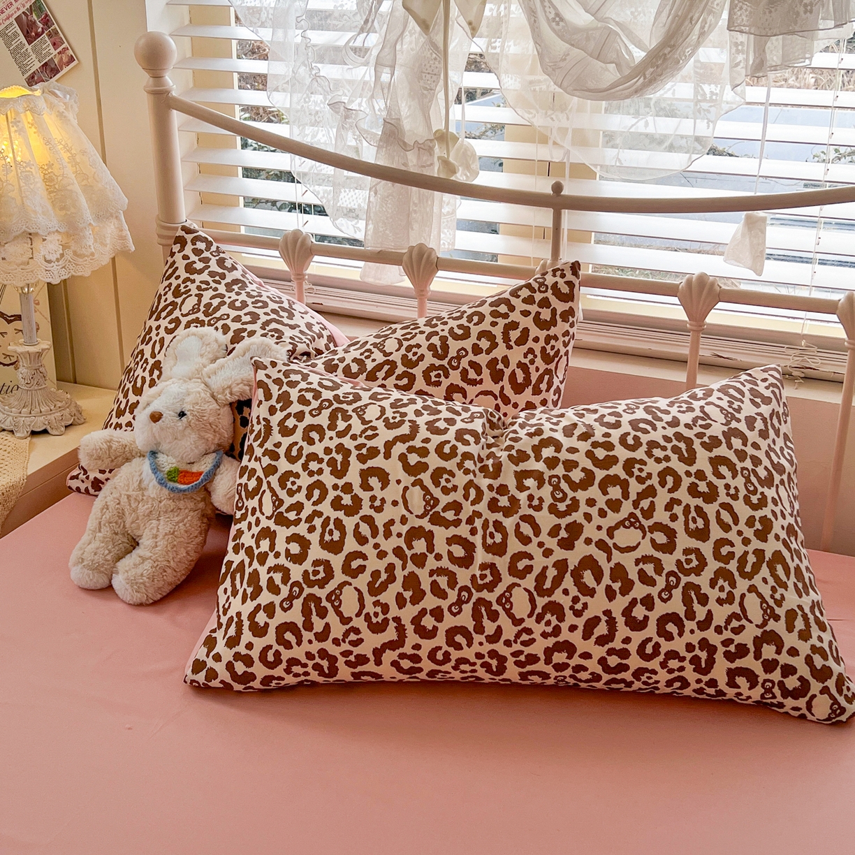 91家纺网 家纺一手货源 找家纺 瑞钰 2026新款A类古法水洗仿棉云感纱四件套 豹纹