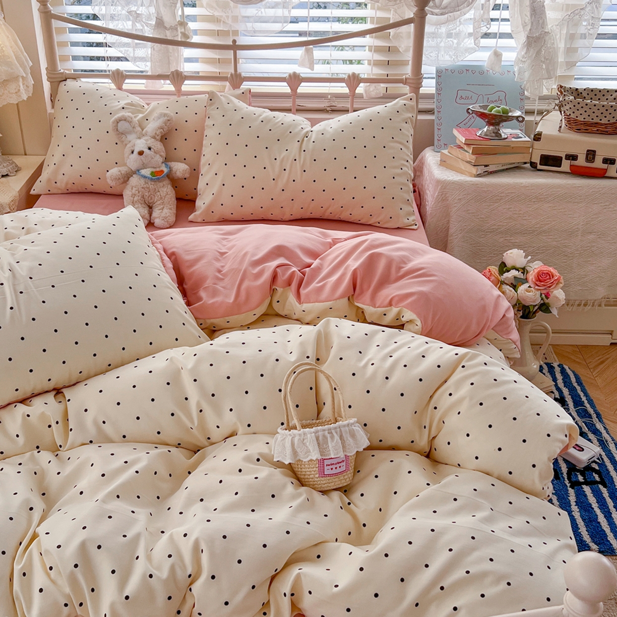 91家纺网 家纺一手货源 找家纺 瑞钰 2026新款A类古法水洗仿棉云感纱四件套 初恋