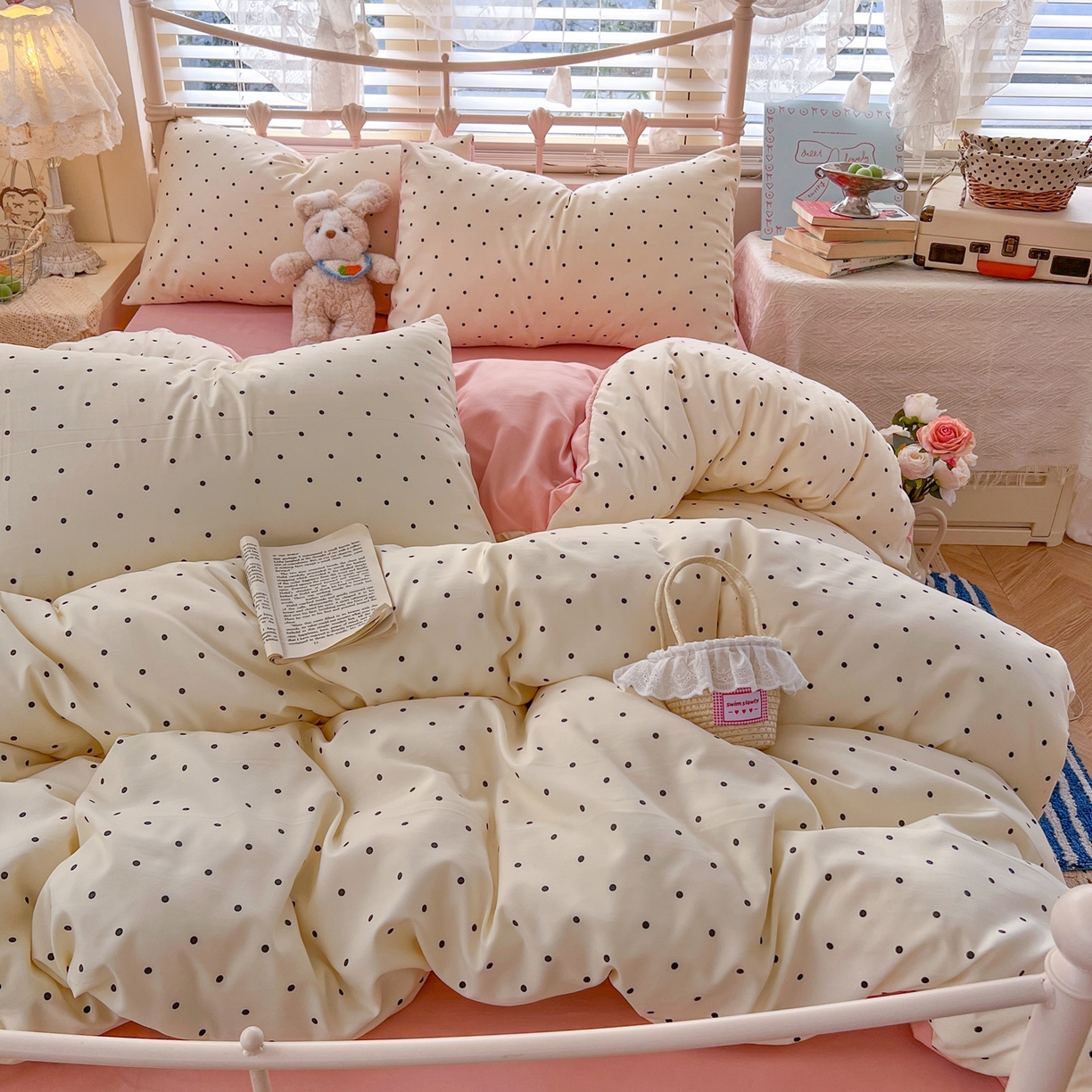 91家纺网 家纺一手货源 找家纺 瑞钰 2026新款A类古法水洗仿棉云感纱四件套 初恋