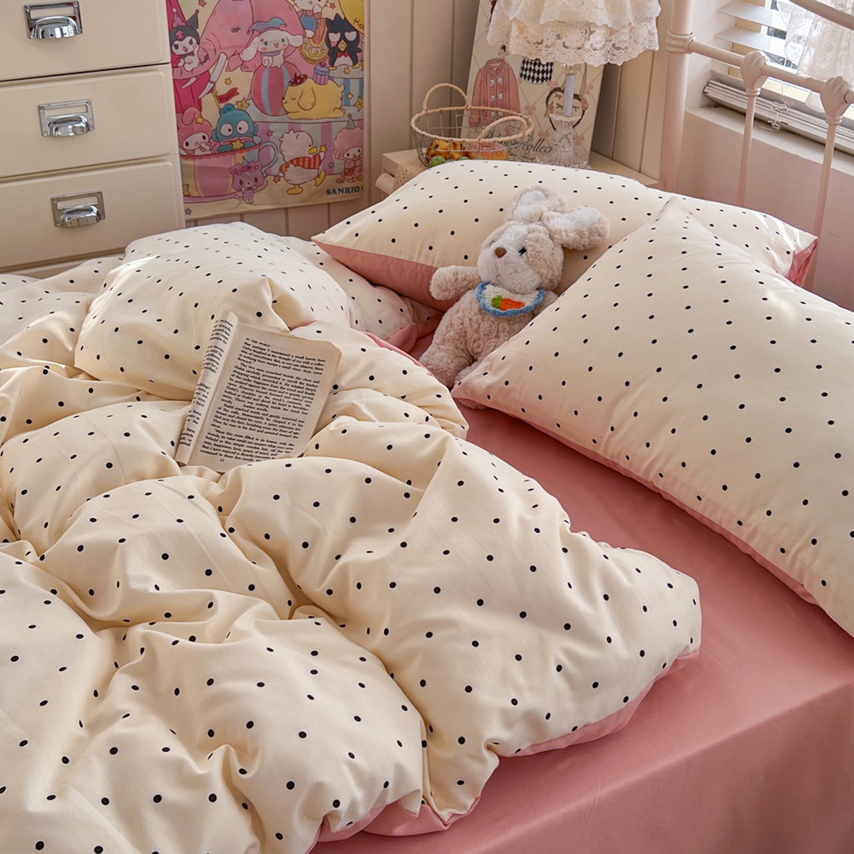 91家纺网 家纺一手货源 找家纺 瑞钰 2026新款A类古法水洗仿棉云感纱四件套 初恋