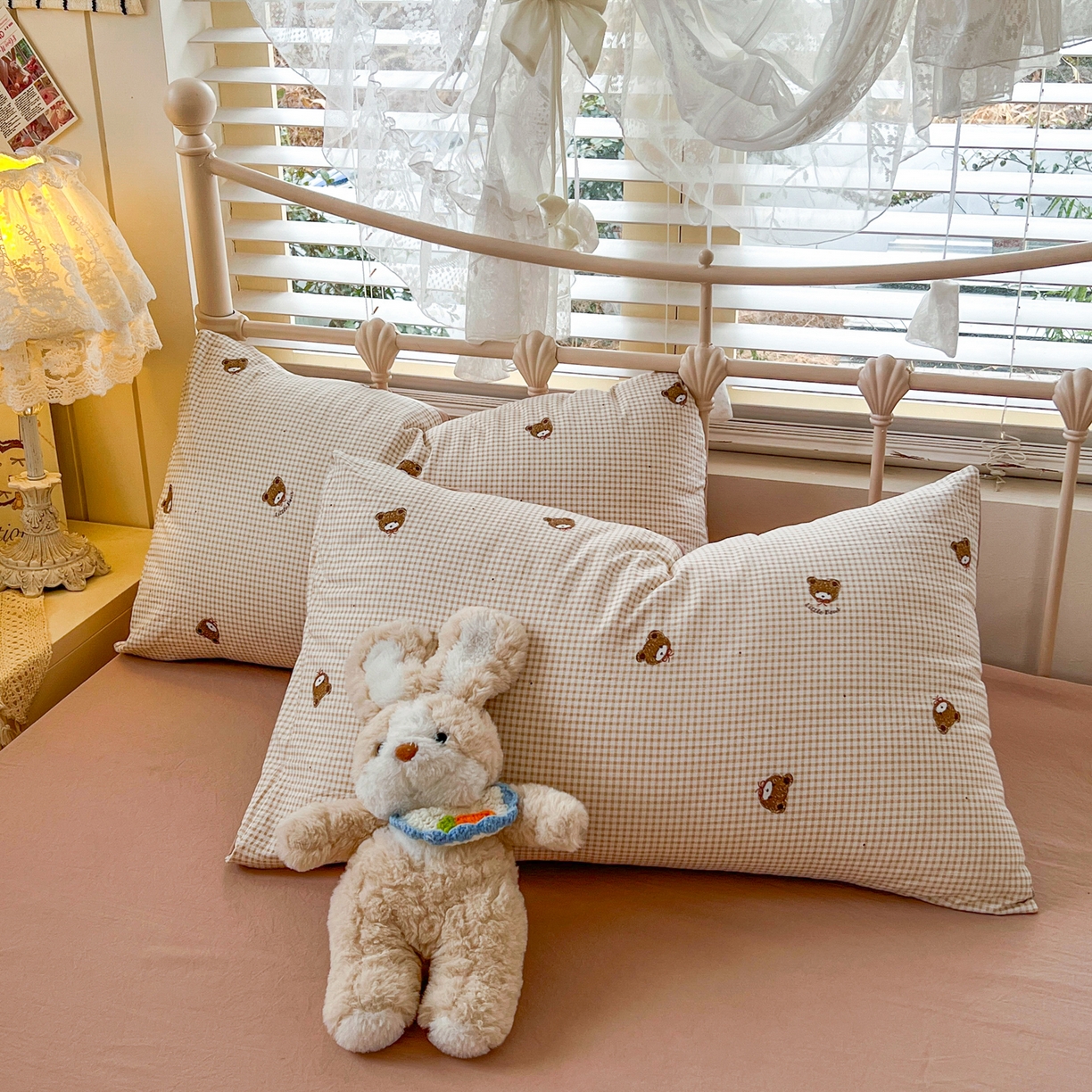 91家纺网 家纺一手货源 找家纺 瑞钰 2026新款A类古法水洗仿棉云感纱四件套 格调熊