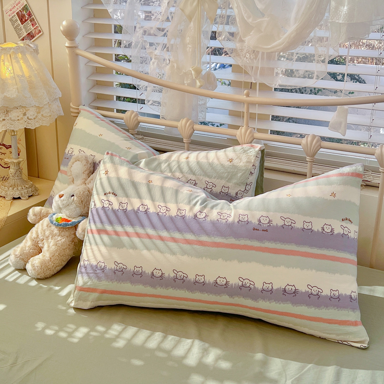 91家纺网 家纺一手货源 找家纺 瑞钰 2026新款A类古法水洗仿棉云感纱四件套 海边童话