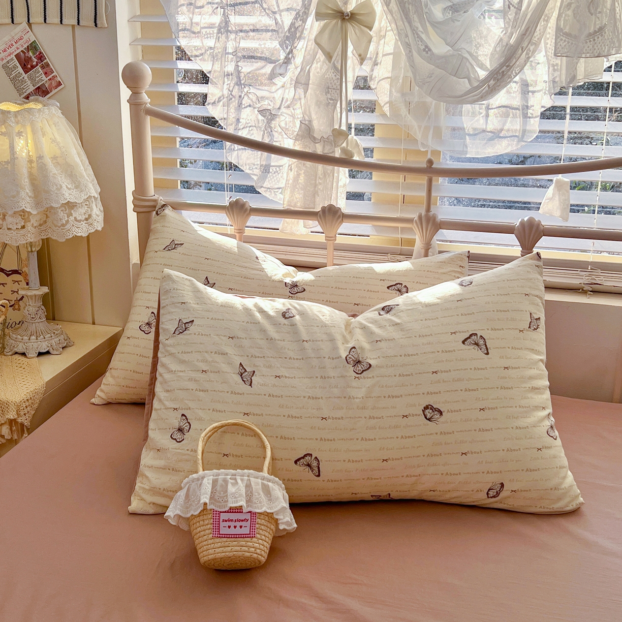 91家纺网 家纺一手货源 找家纺 瑞钰 2026新款A类古法水洗仿棉云感纱四件套 蝴蝶飞