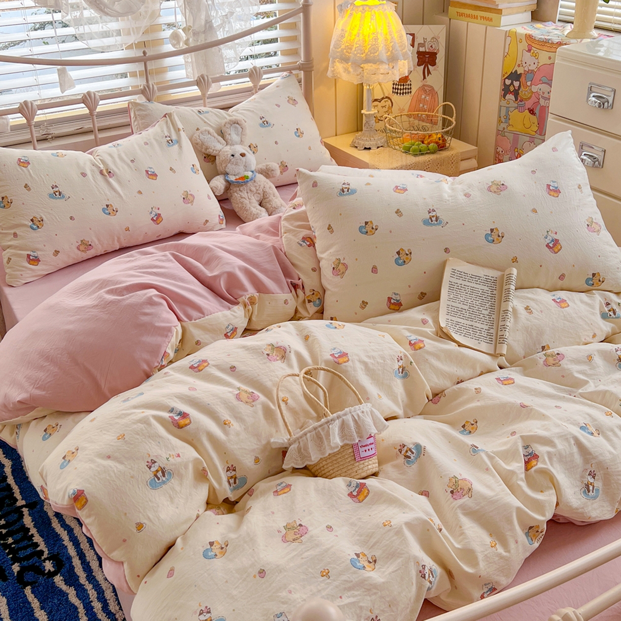 91家纺网 家纺一手货源 找家纺 瑞钰 2026新款A类古法水洗仿棉云感纱四件套 狂欢part