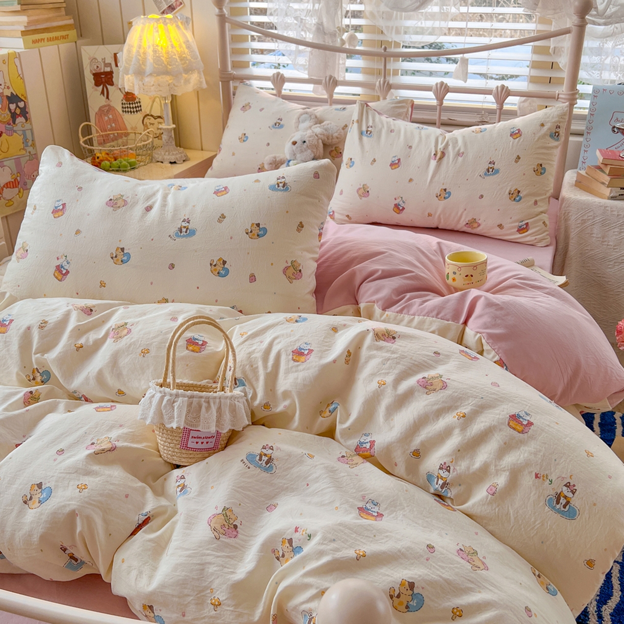 91家纺网 家纺一手货源 找家纺 瑞钰 2026新款A类古法水洗仿棉云感纱四件套 狂欢part