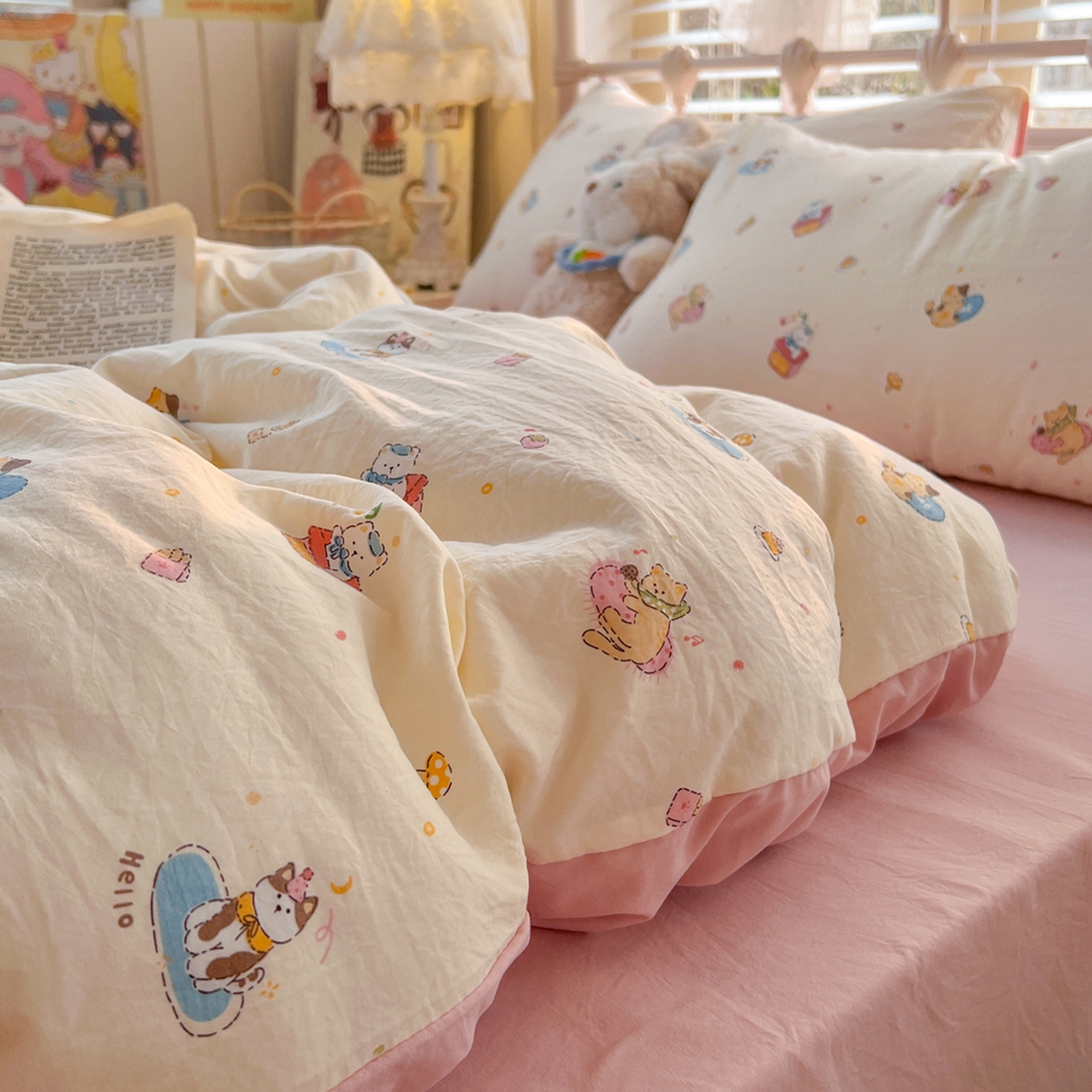 91家纺网 家纺一手货源 找家纺 瑞钰 2026新款A类古法水洗仿棉云感纱四件套 狂欢part