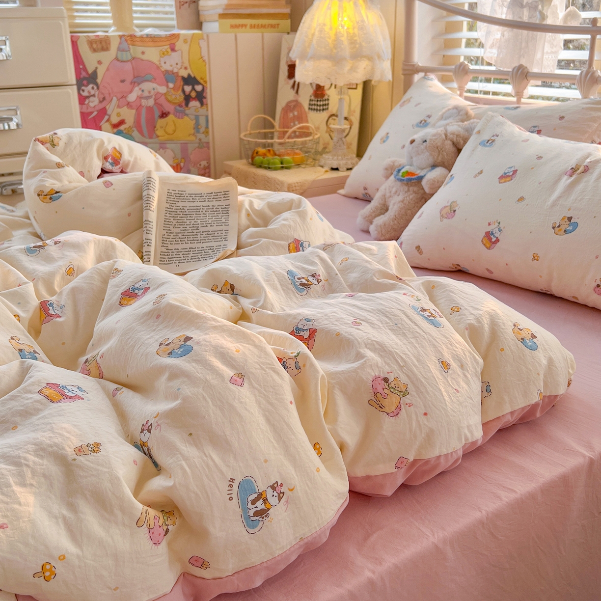 91家纺网 家纺一手货源 找家纺 瑞钰 2026新款A类古法水洗仿棉云感纱四件套 狂欢part