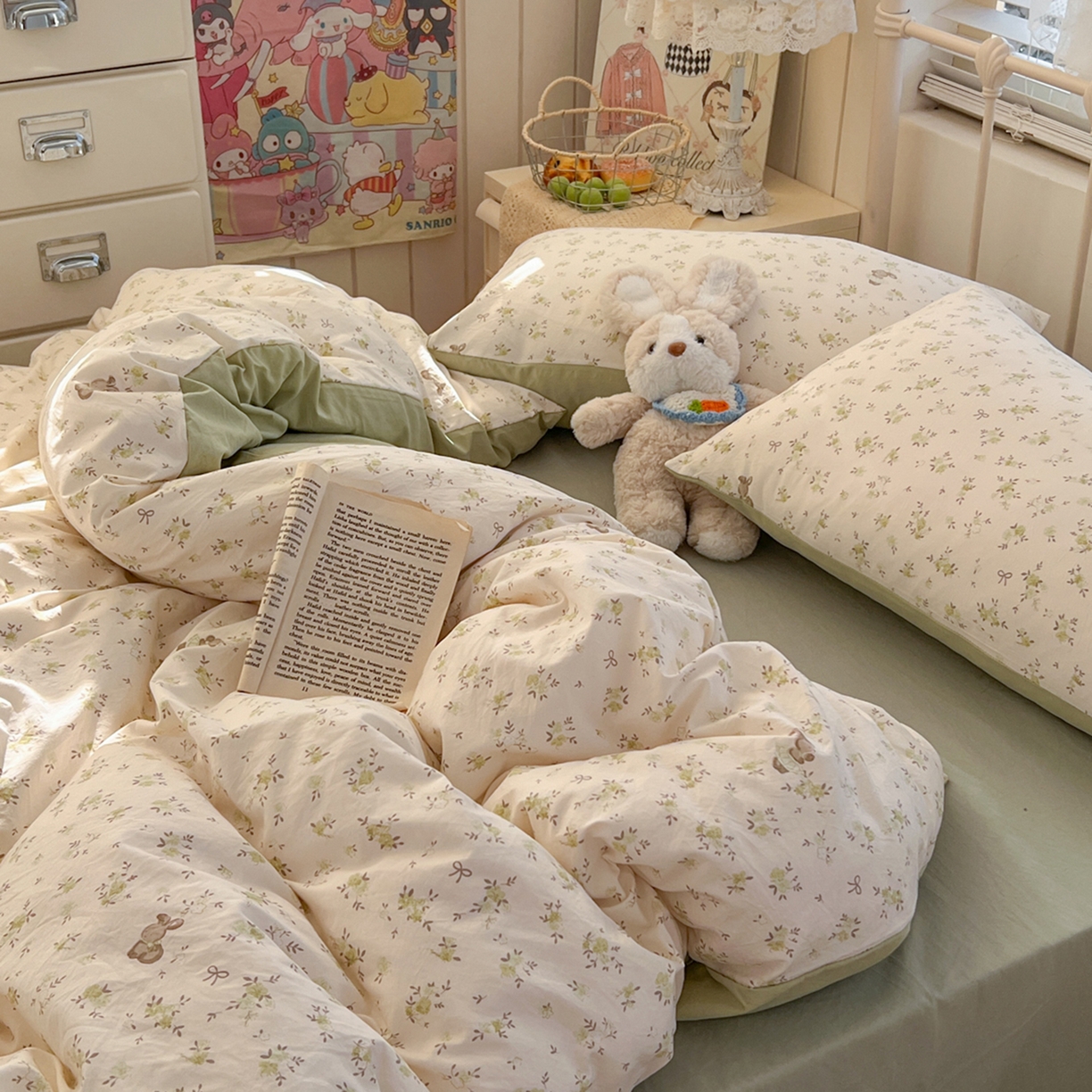 91家纺网 家纺一手货源 找家纺 瑞钰 2026新款A类古法水洗仿棉云感纱四件套 绿野仙踪