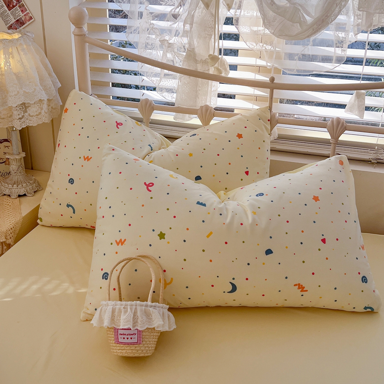 91家纺网 家纺一手货源 找家纺 瑞钰 2026新款A类古法水洗仿棉云感纱四件套 满天星