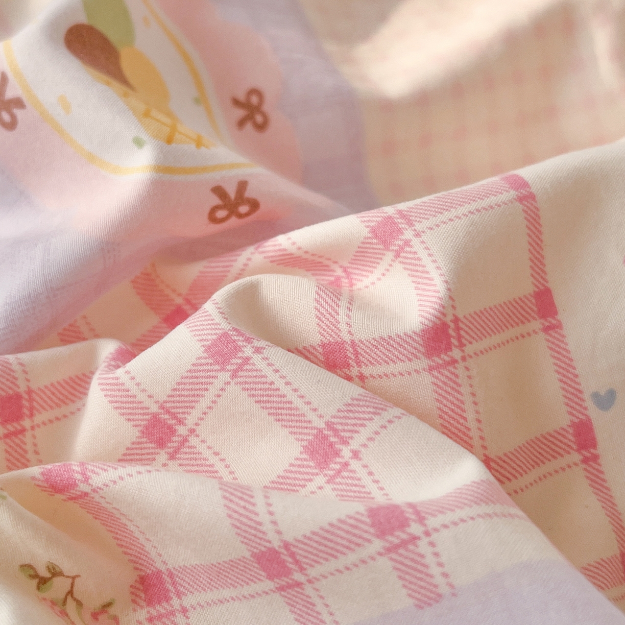 91家纺网 家纺一手货源 找家纺 瑞钰 2026新款A类古法水洗仿棉云感纱四件套 甜品屋