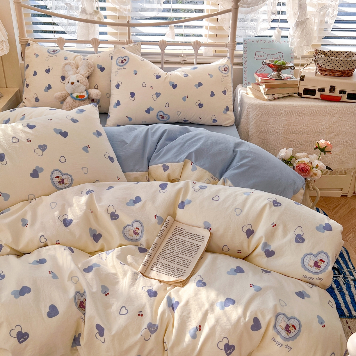 91家纺网 家纺一手货源 找家纺 瑞钰 2026新款A类古法水洗仿棉云感纱四件套 小狗日记